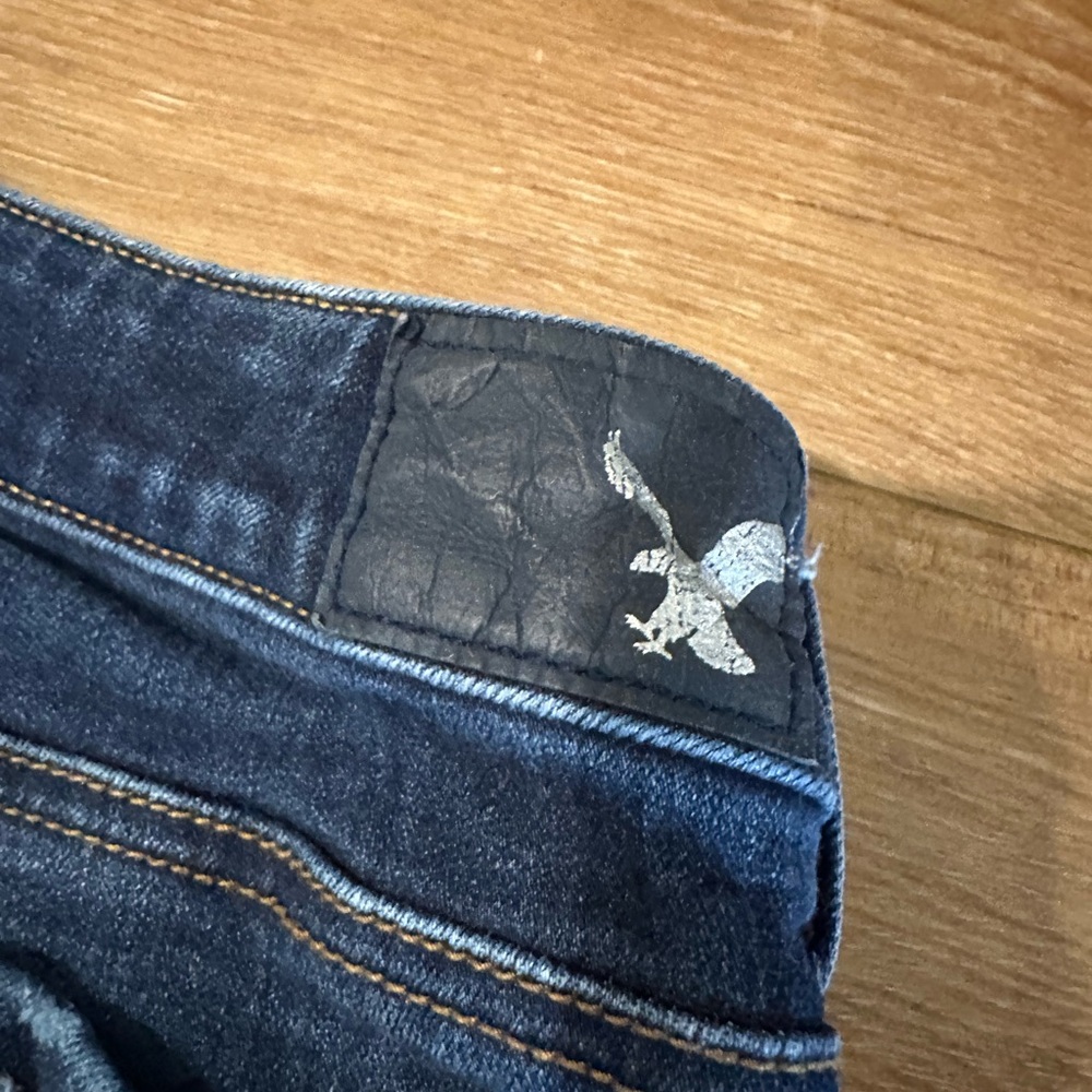 American Eagle Outfitters Dark Blue Distressed Skinny Jeans - Picture 8 of 8